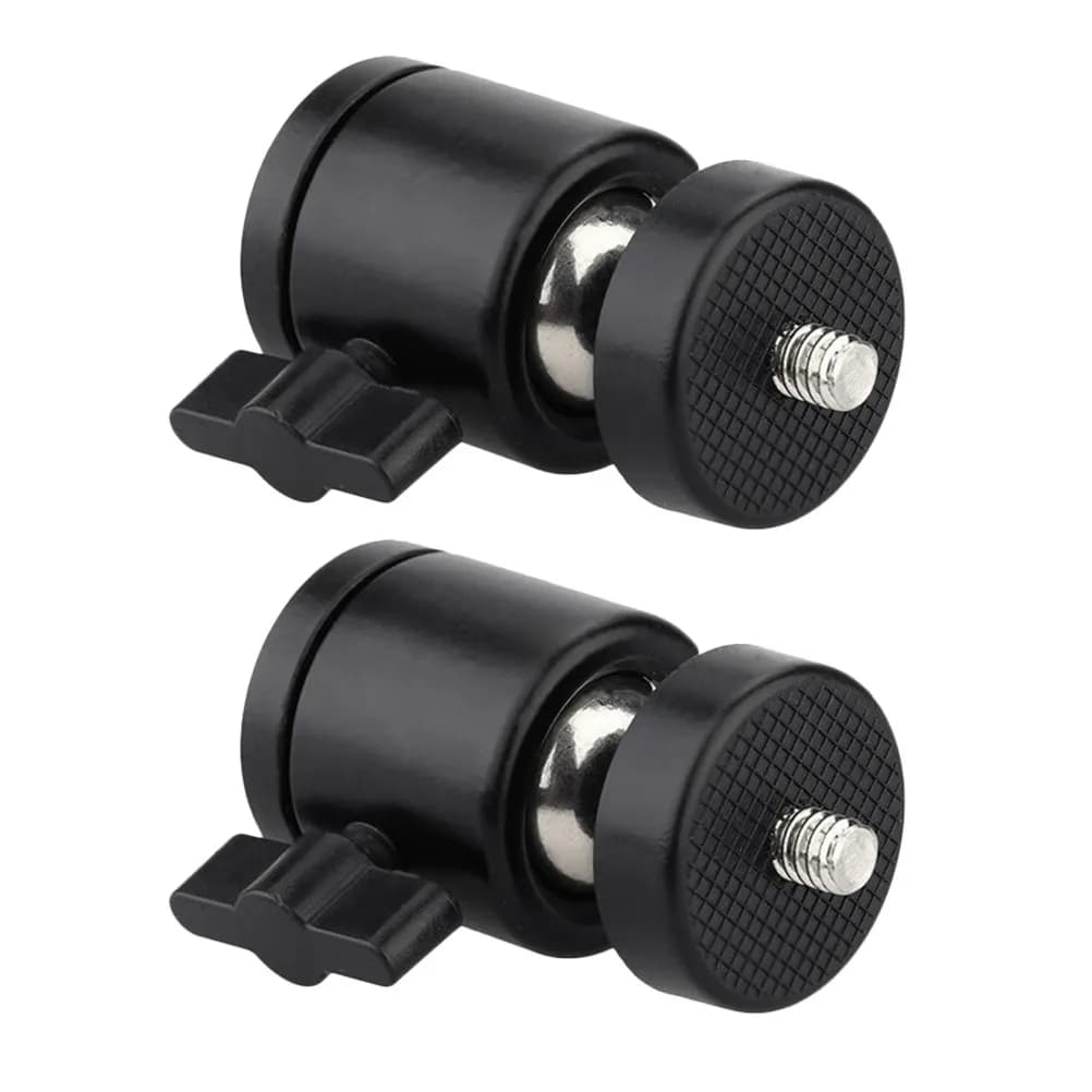 2 Pezzi Testa a Sfera per Treppiede con Adattatore Hot Shoe, Orientamento Regolabile, Manopola per Monitor, Anello Luminoso, Supporto per Fotocamera e Telefono