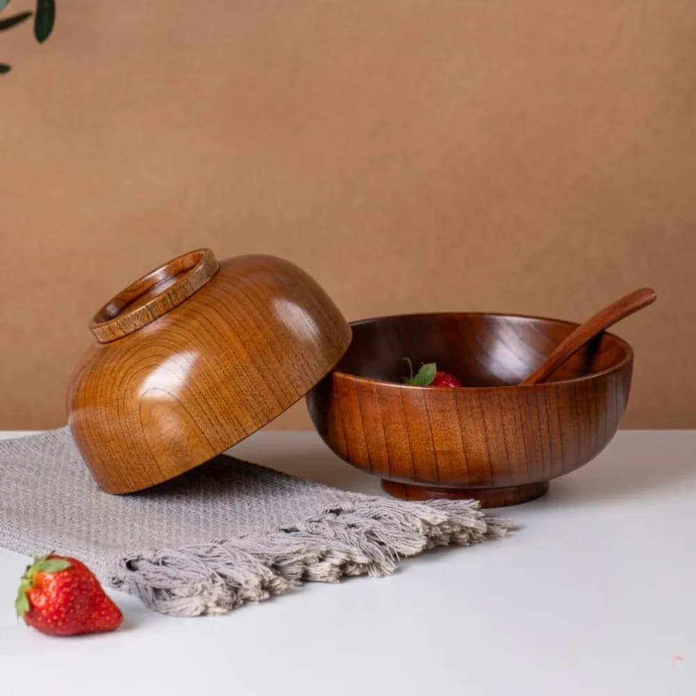 Nuovo stile giapponese Ciotole in legno Artigianato fatto a mano Ciotole per zuppa Contenitori per alimenti Utensili in legno per la casa Stoviglie