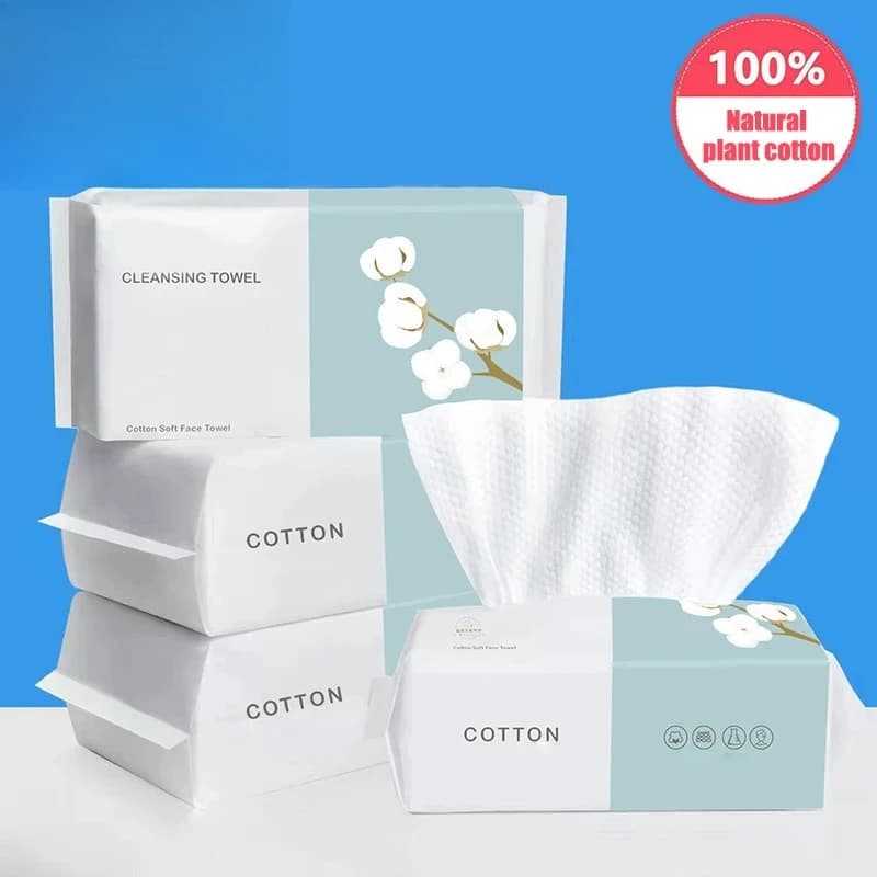 100PCS Natural Disposable Face Towel Travel Facial Cleansing Wet And Dry Makeup Remover Pearl Cotton Soft Makeup Nonwoven Towel