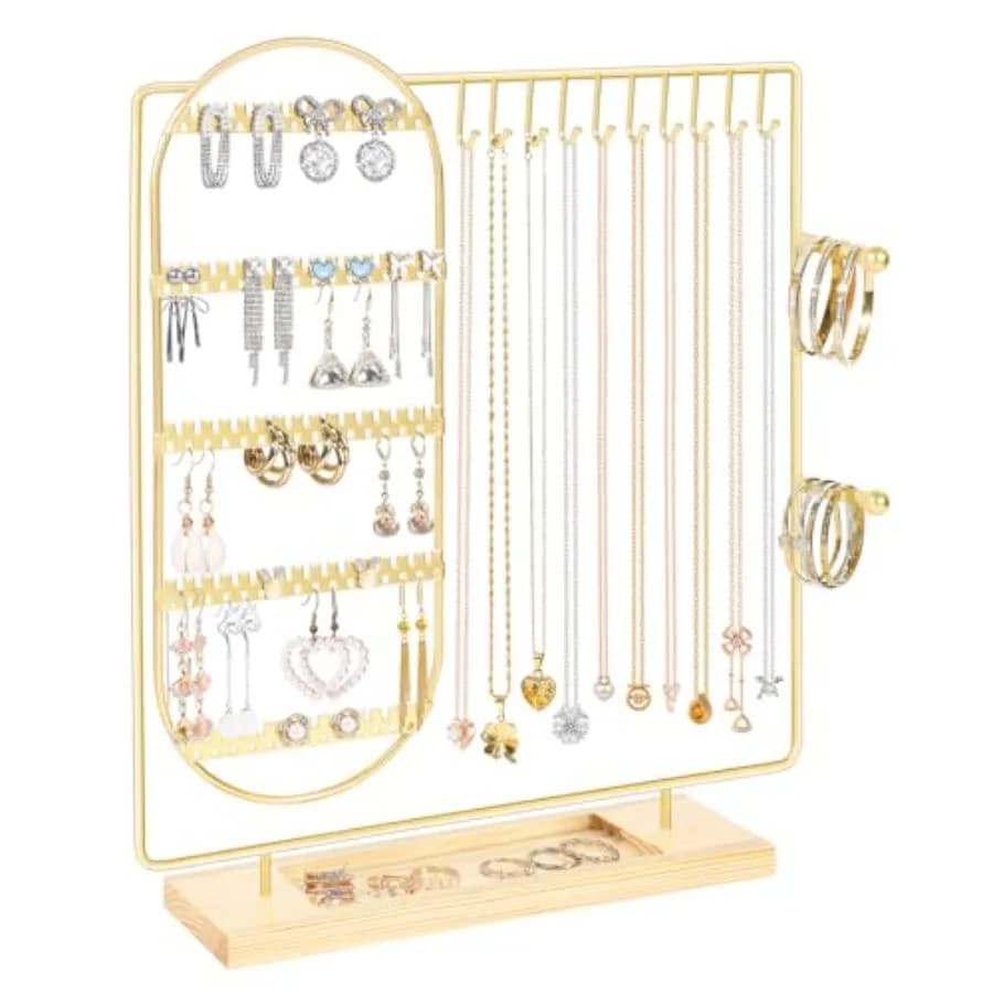Jewelry Organizer Stand Jewelry Necklace Holder, 5-Tier Jewelry Organizers and Storage for Necklace Earring Bracelet Ring, Meta