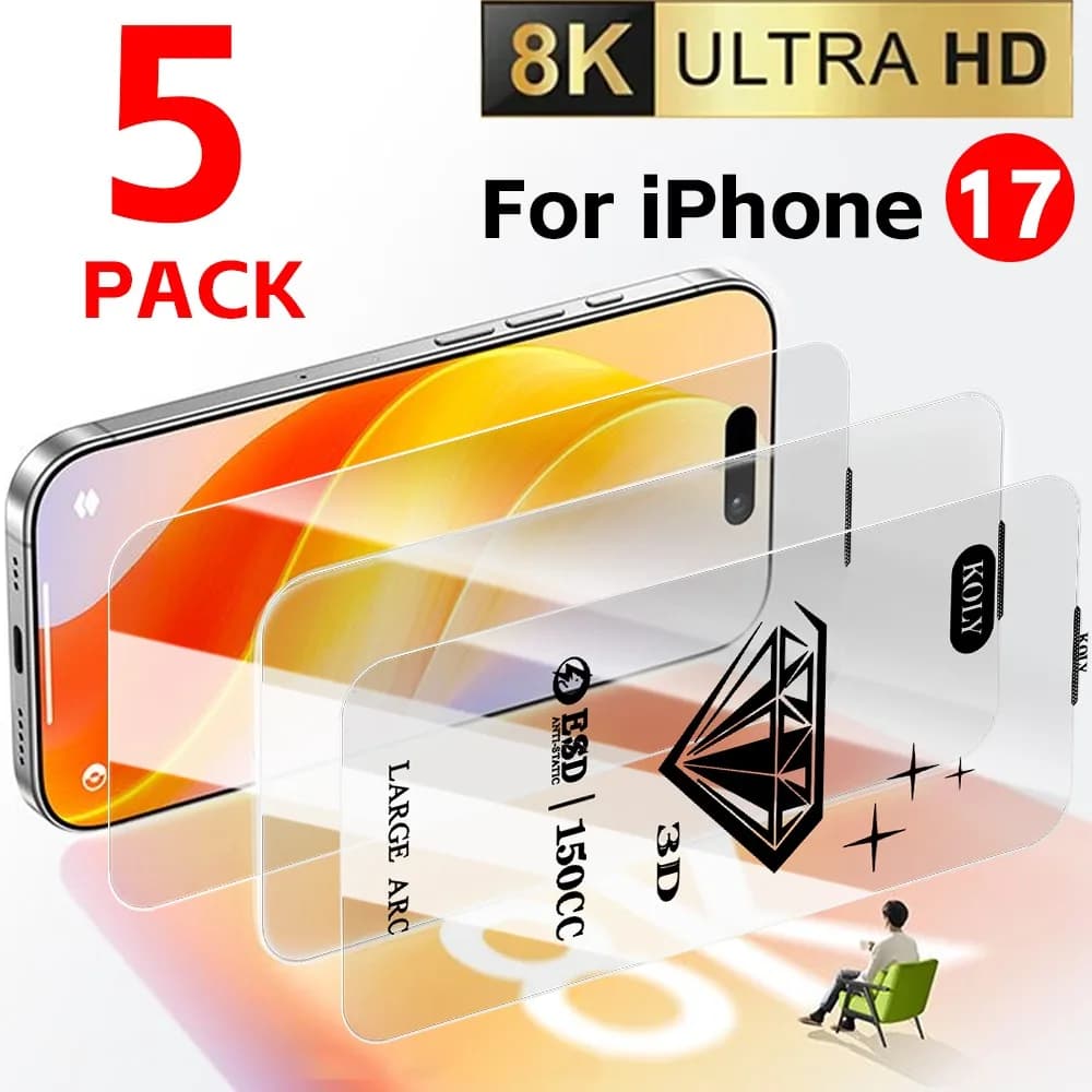 5/3/1 pezzi HD Premium pellicola in vetro temperato per iPhone 17 Pro Max/17 Pro/17 Air 3D copertura completa 8K protezione schermo pellicola antigraffio