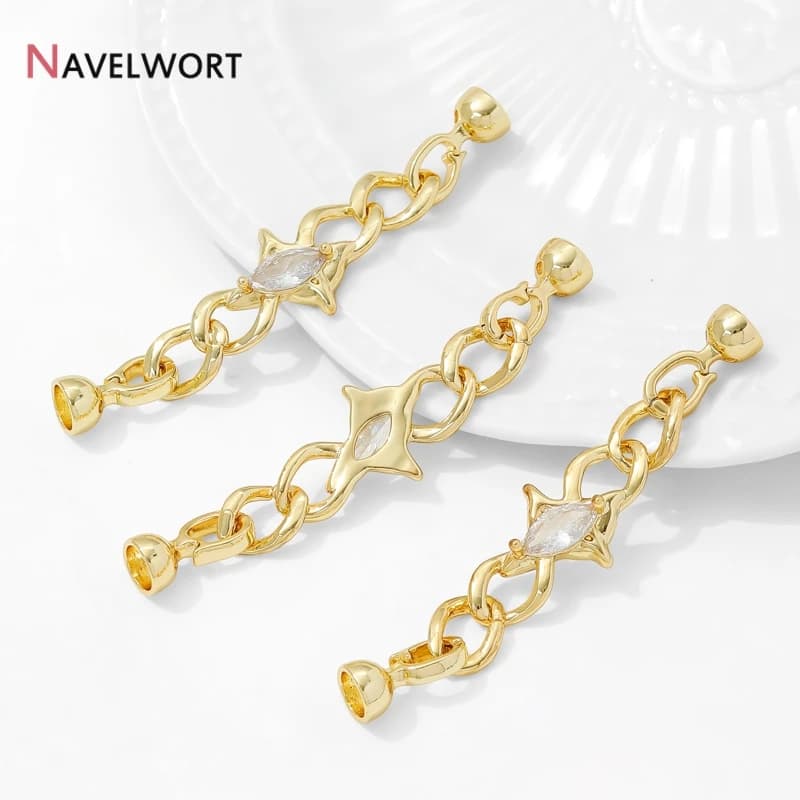 14K Gold Plated Brass Zircon Connector Fastener Clasps Lock,Chain Connecting Clasps,For DIY Jewelry Making Accessories Supplies