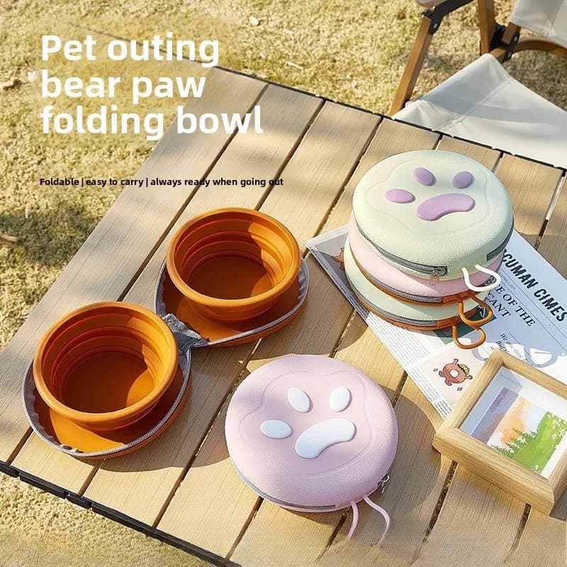 Collapsible Dog Bowl Food Grade Silicone Portable Pet Water Food Bowl 2 in 1 Foldable for Dogs Cats Outdoor