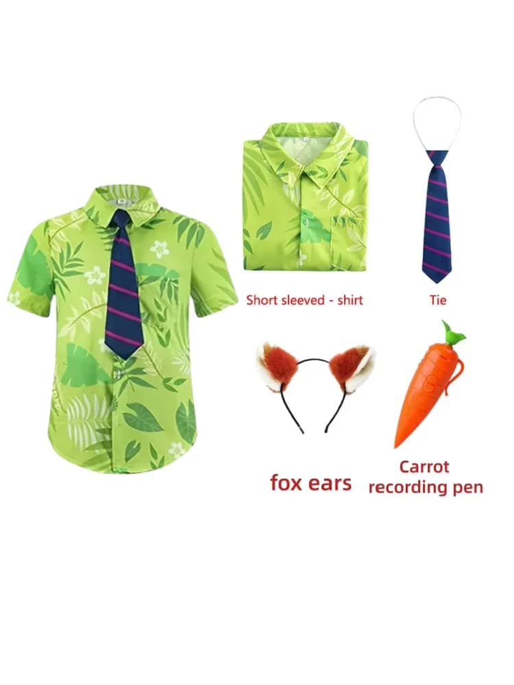 Fox Cosplay Costume Uniform Fox Ears Shirt Tie Carrot Pen Halloween Carnival Party Play Role Clothes