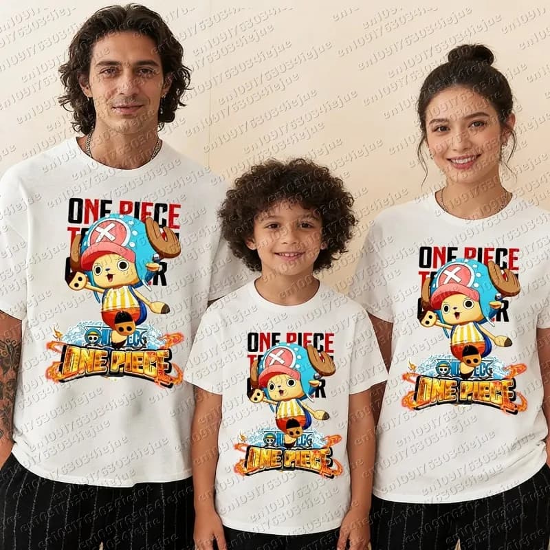 T-shirt in cotone da uomo One Piece 2026 Tony Tony Chopper Anime Punk, maglietta estiva primaverile a maniche corte per ragazzo, abbigliamento coordinato genitore-figlio