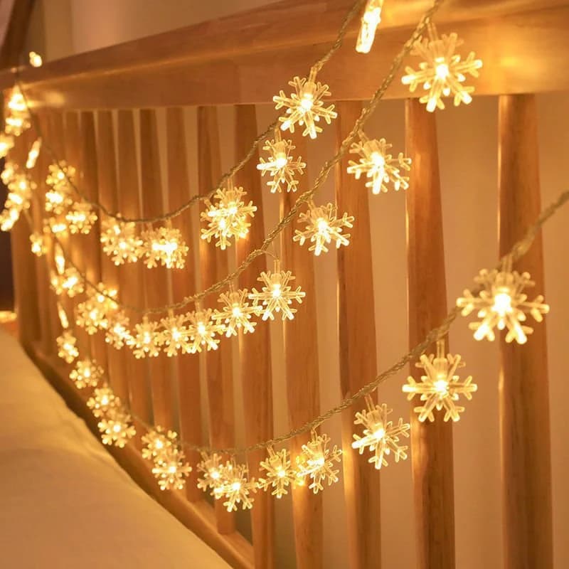 Luci LED a Forma di Fiocco di Neve a Batteria, Illuminazione Festiva, Decorazione per Matrimoni, Feste in Casa, Cancelli