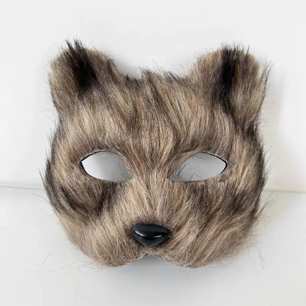 Personality Halloween Cosplay Faux Fur Fox Mask Party Costume Half Face Animal Cat Mask Fox Shape Half Face Eye Mask Party
