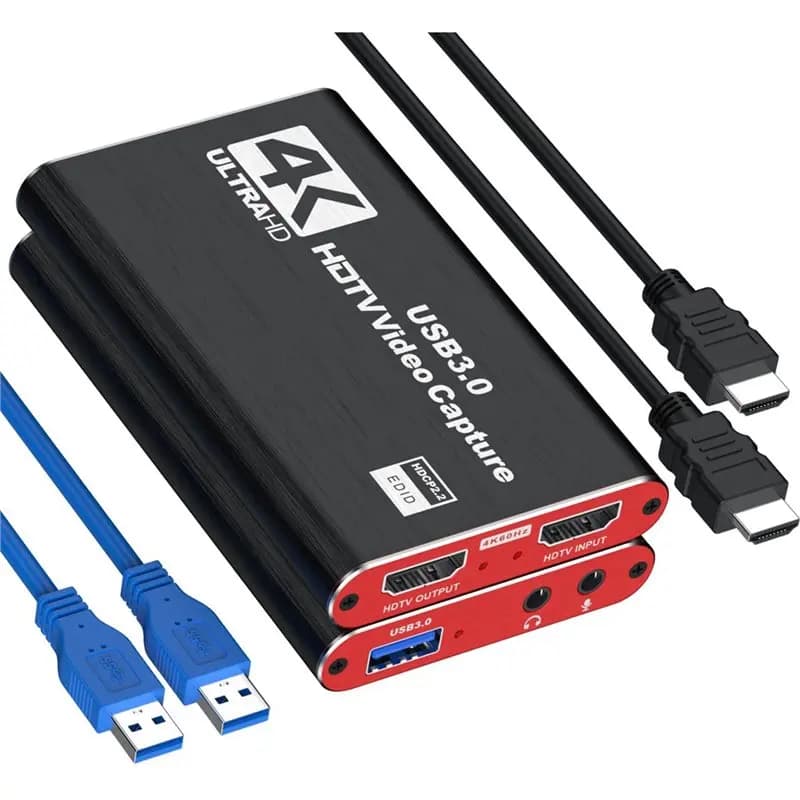 AT82-Game For PC Recording 4K USB 3.0 Video Capture Card -Compatible 1080P HD Video Recorder Grabber Mic Audio