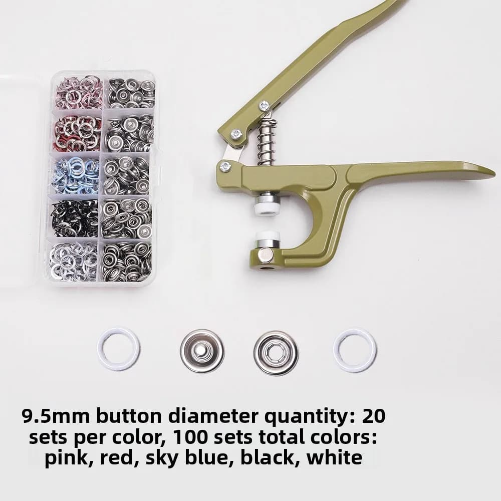 100Pcs Set Manual Snap Button Kit Metal Claw Buttons with Pliers Tool for Clothing Denim Coat Bag Garment Accessories