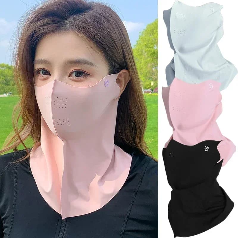 Summer solar mask for women and men with full face hyaluronic acid UPF 500+UV breathable ice silk mask for outdoor sports