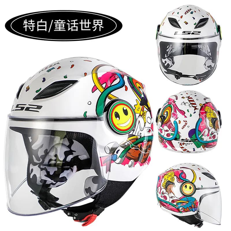 LS2 OF602 Kids Cartoon Helmet Breathable Open-Face Helmet Unisex All-Season for Motorcycle E-bike Go-Kart