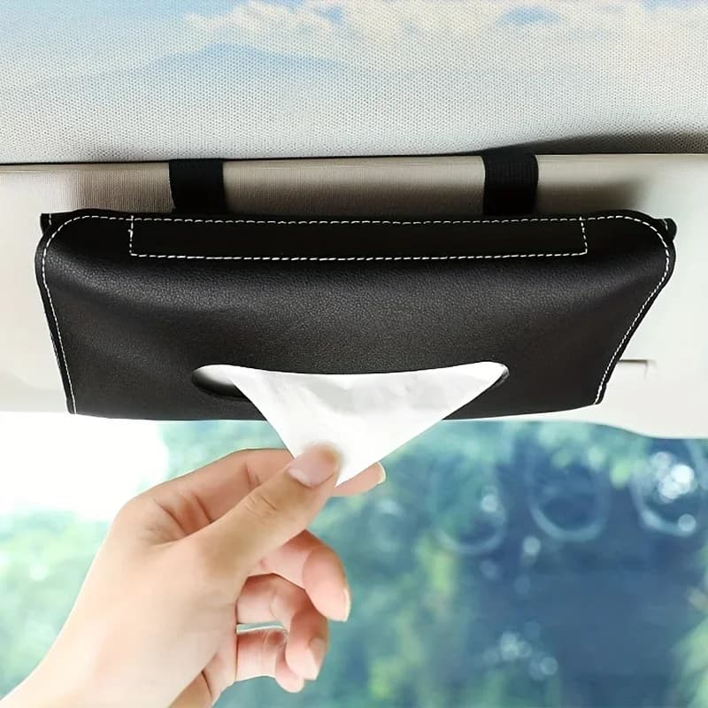 Nuovo Porta Fazzoletti in Morbida Pelle per Auto, Contenitore da Appendere al Parasole, Organizzatore per Salviette e Tovaglioli