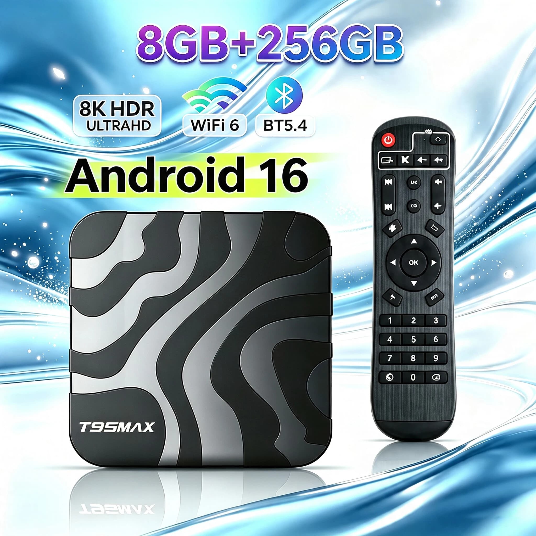 T95max Smart TV Box Android16 8GB 256GB Allwinner H618 Support 2.4&5G Wifi6 4K 8K HD Video BT5.4 Google Media Player Set Top Box