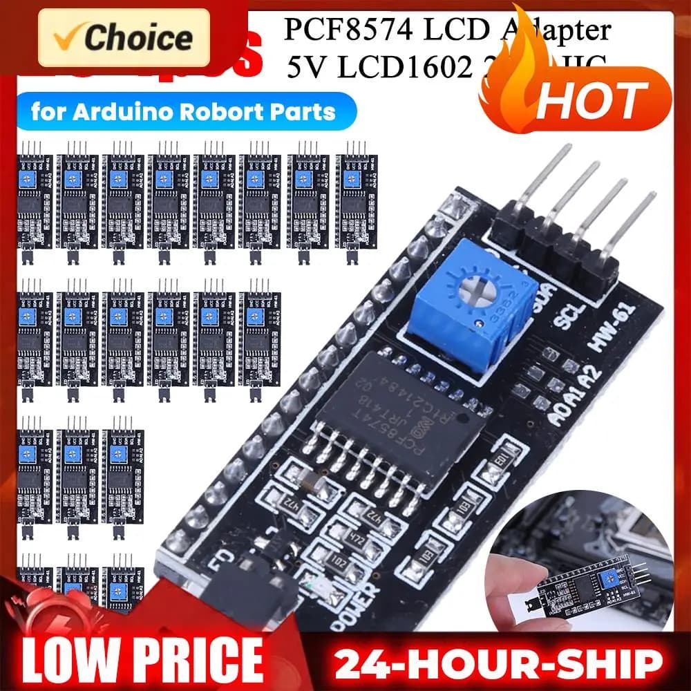 IIC PCF8574 Serial Interface Adapter for I2C LCD Display1602 2004, Adapter Module for Arduino and Robotic Components