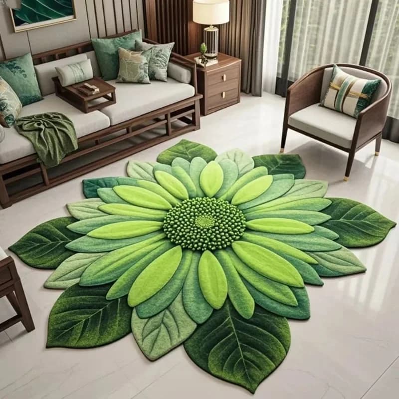 VIKAMA Non-Slip Soft Sunflower Rug, Absorbent Door Mat, Cute Flower Floor Carpet for Living Room Kitchen Home Decor