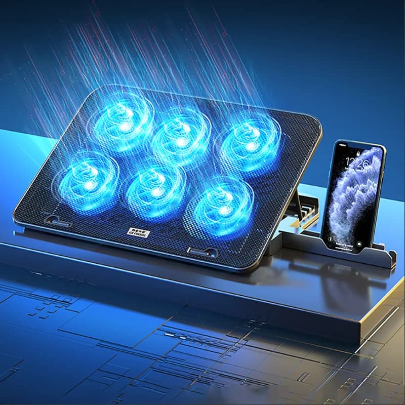 Supporto di raffreddamento per Laptop Gaming RGB Laptop Cooler 2 porte USB 6 Fan Gaming LED Light Cooler per supporto da 13-18 pollici per Macbook Pro Air
