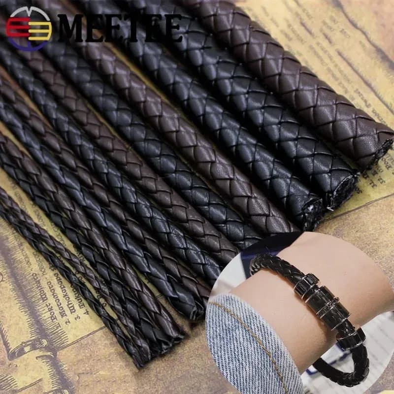 5 metri Meetee 3/4/5/6/7/8/10/12mm PU tessuto cavo rotondo corda di cuoio per borsa fai da te portachiavi decorazione braccialetto artigianato accessori