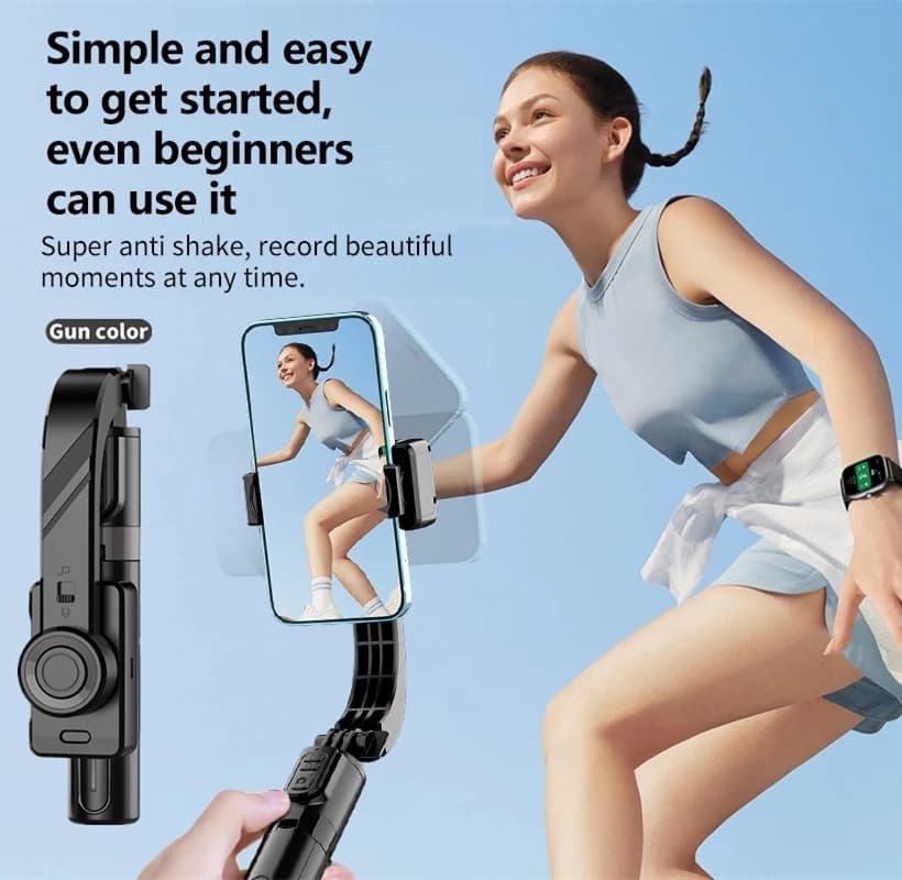 Controllo wireless per riprese orizzontali verticali 360 ° Treppiede per selfie stick per smartphone con stabilizzatore per giunti di rotazione per IOS Android