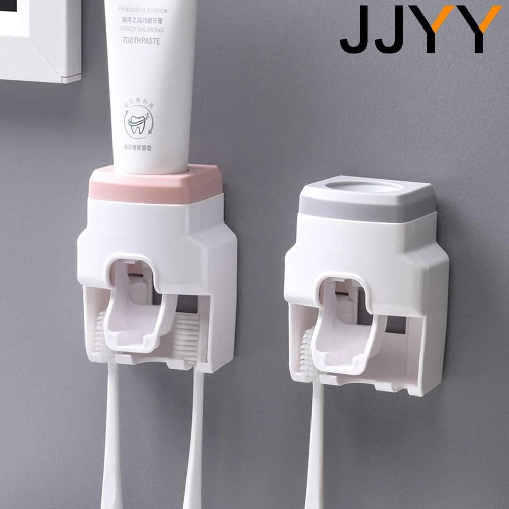 JJYY Dispenser automatico di dentifricio per montaggio a parete Forniture per il bagno Portaspazzolino per spremi dentifricio
