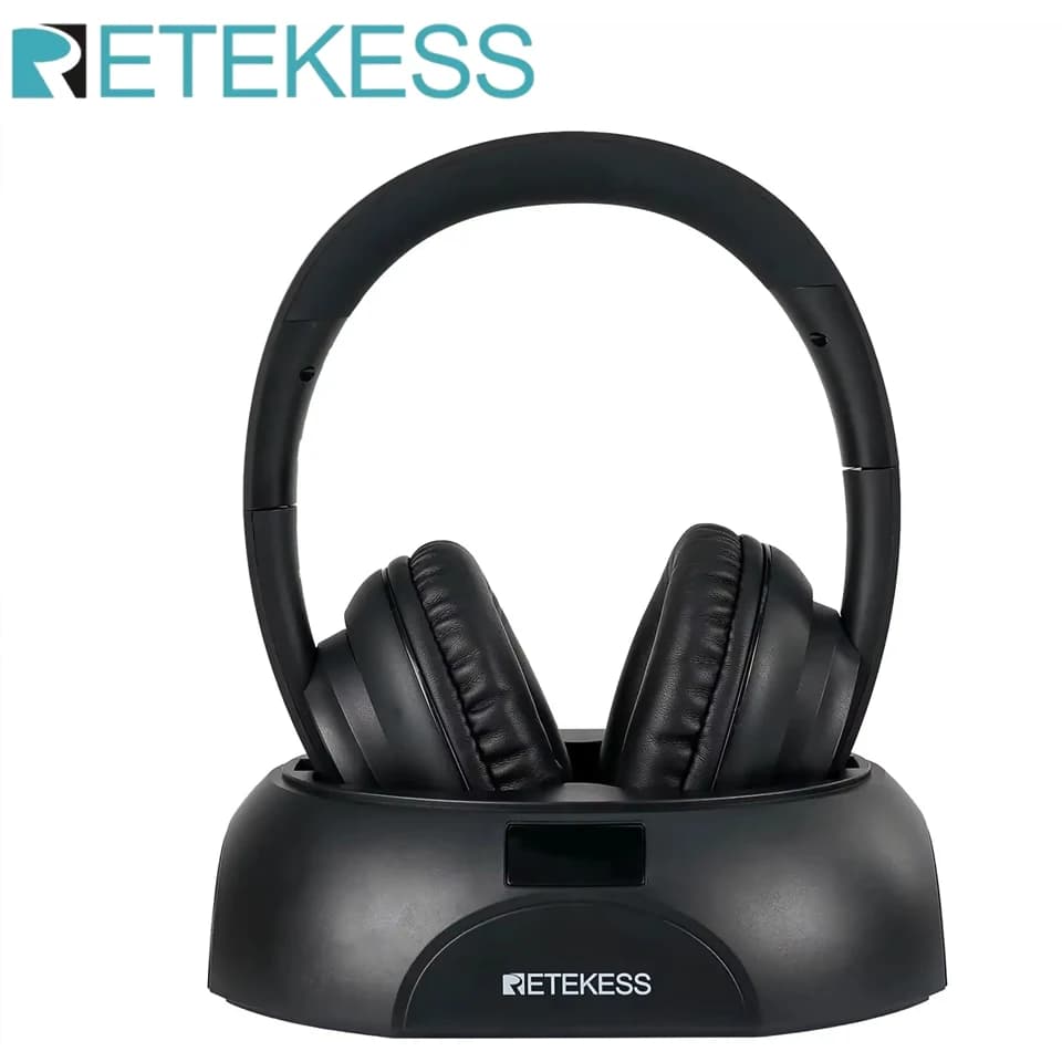 RETEKESS TA006 Cuffia wireless TV Watching Auricolare wireless ricaricabile con supporto per trasmettitore Fibra coassiale 3.5 AUX RCA