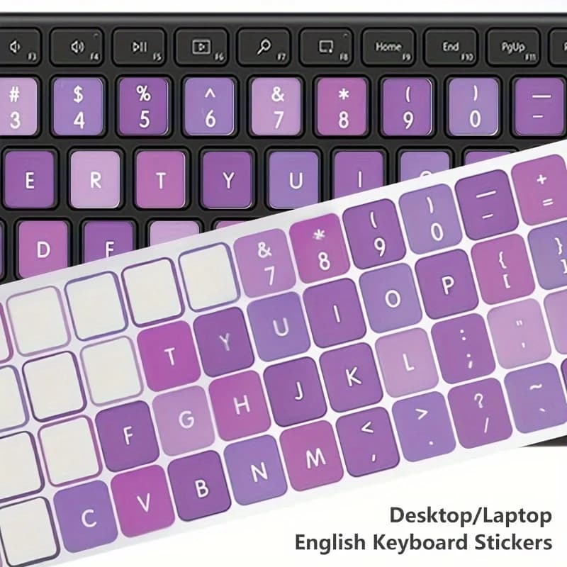 Adesivi per tastiera inglese per notebook e desktop – adesivi per tasti di colore viola, protezioni per tasti resistenti ai graffi e alla polvere