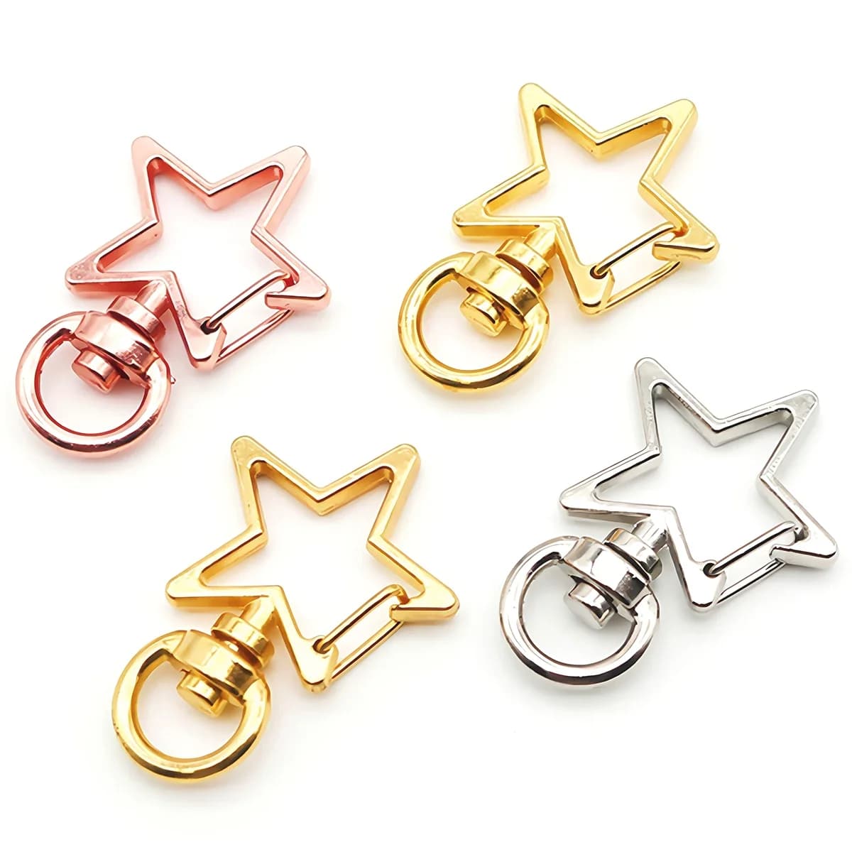 5pcs Metal Swivel Snap Keychain Hook Lobster Claw Clasps Star Shape Swivel Key Chains for Key Ring Lanyard DIY Jewelry Making