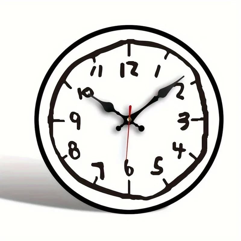 20/30/40cm Creative Hand Drawing Wooden Silent Hanging Wall Clock, for Living Room, Office, Study Room, Bedroom, Home Decoration