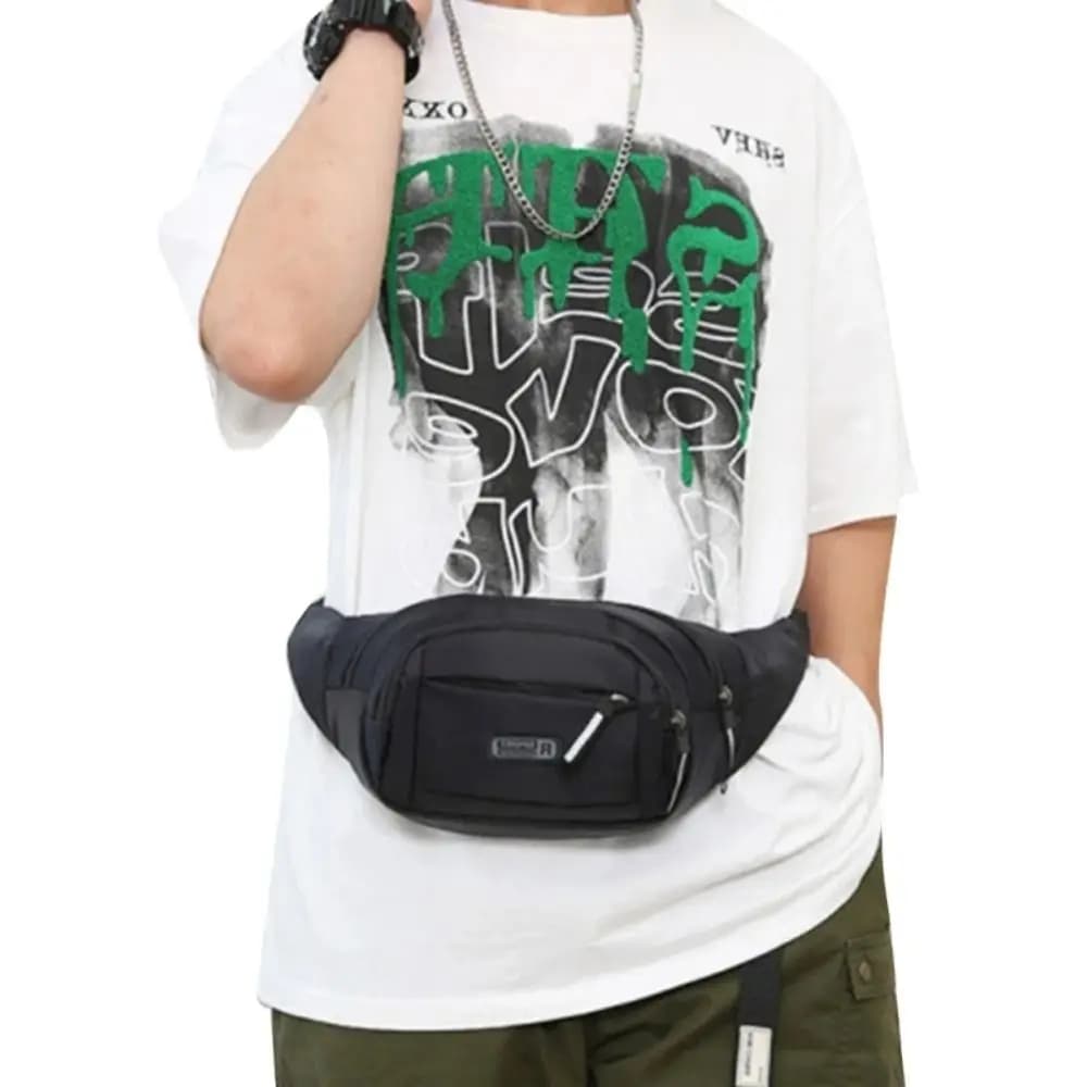 Nylon Men Multifunctional Waist Bags Large Capacity Adjustable Crossbdoy Chest Bag Casual Waterproof Men Running Pouch Belt