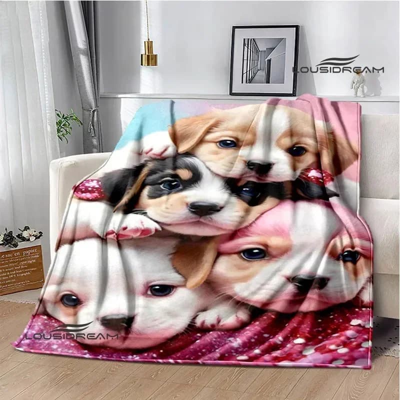 Coperta con stampa di cani carini in 3D Coperte calde in flanella Coperte morbide e confortevoli per letto, rivestimenti per letto, cubre cama, regalo di compleanno