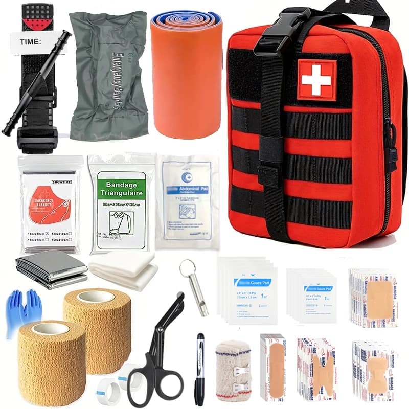 Kit IFAK da 131 pezzi, kit per traumi kit di pronto soccorso medico con laccio emostatico, borsa per insetti di sopravvivenza di emergenza per forniture di attrezzatura da campeggio Hik