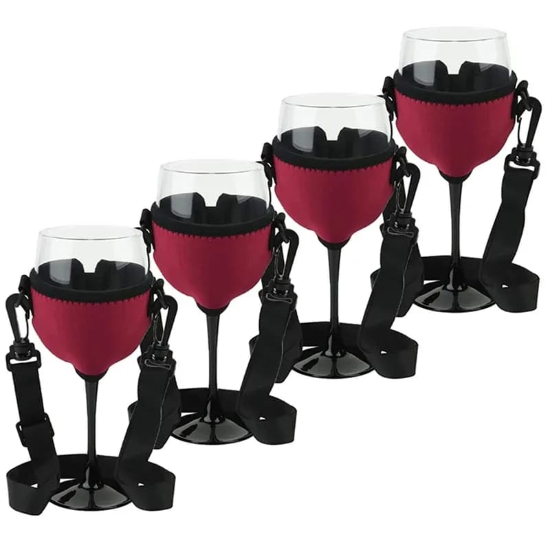 4 Pezzi Supporto Portatile per Bicchieri da Vino con Cinghia da Collo, per Compleanni e Cocktail