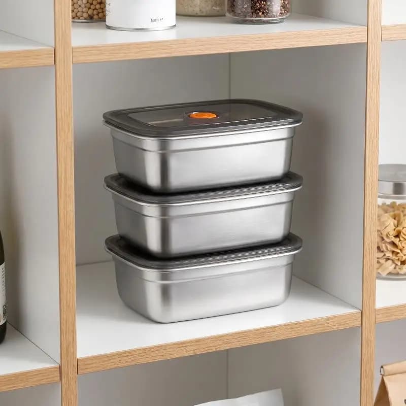 Contenitore per Pranzo in Acciaio Inox con 3 Scomparti, Ermetico e Antiperdita, per Ufficio, Picnic e Campeggio