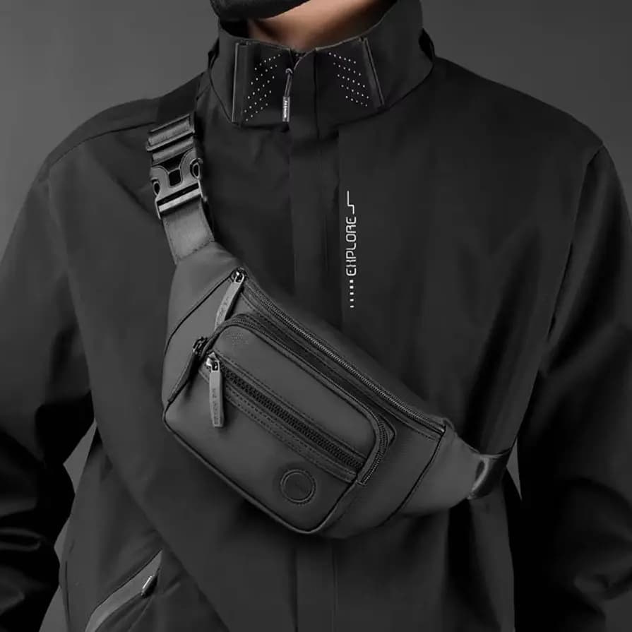 Marsupio da Uomo Multitasche per Moto, Sport all'Aperto, Arrampicata, Casual, in Nylon, Borsa a Tracolla per Uomo