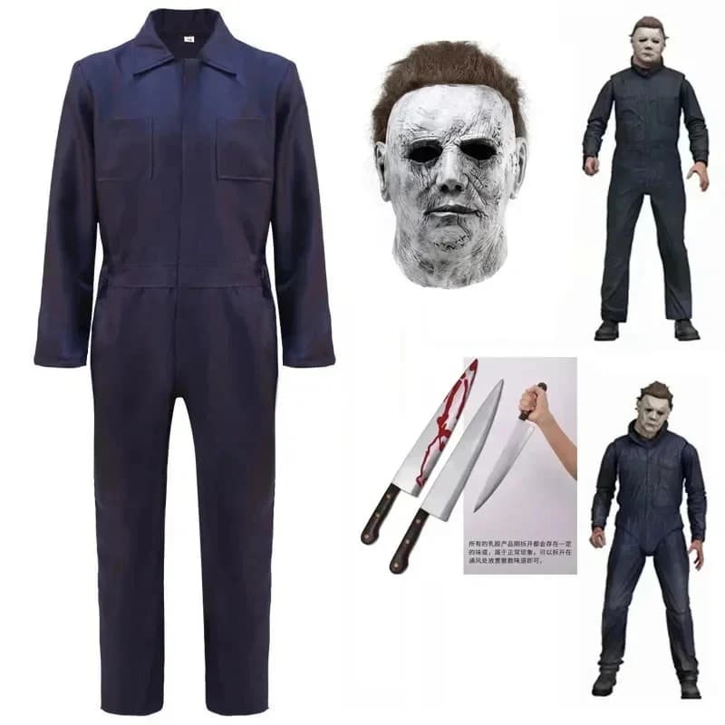 ABC123Michael Cos Myers Cosplay Costume Coat Pants Mask Outfits Fantasia Men Boys Halloween Carnival Party Disguise Cb;6'j,k.9;a