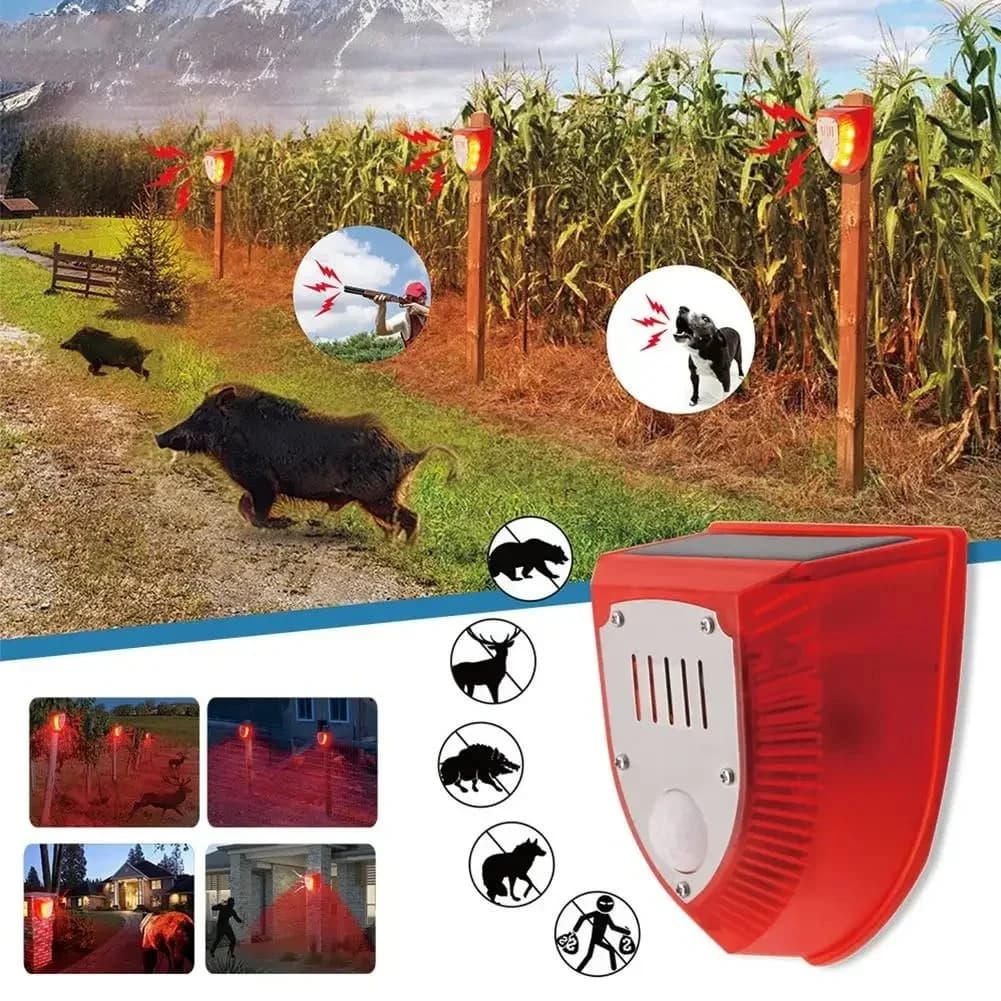 Outdoor Solar Motion Sensor 3 Modes Security Siren Alarm Animal Repeller For Villa Farm Yard Garden Repel Dog Wild Boar