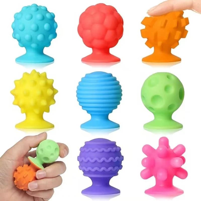 8PCS Strutturato Ventosa In Silicone Sensoriale Agitarsi Giocattoli per I Bambini Adulti ADHD Autismo Ansia Calma Giubbotti Alleviare Lo Stress Regali