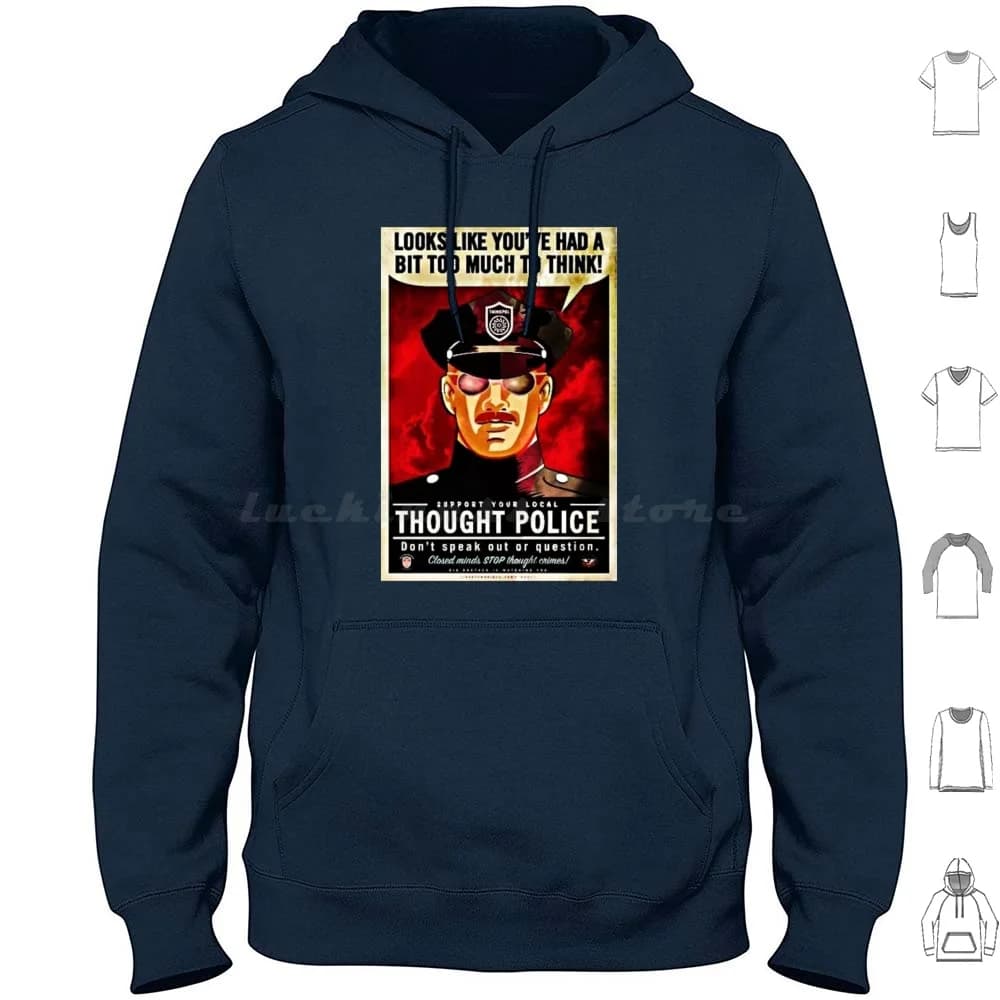 Pensiero Polizia-Don't Think Felpa con cappuccio in cotone a maniche lunghe Fighter Biden Laptop Divertente Unico