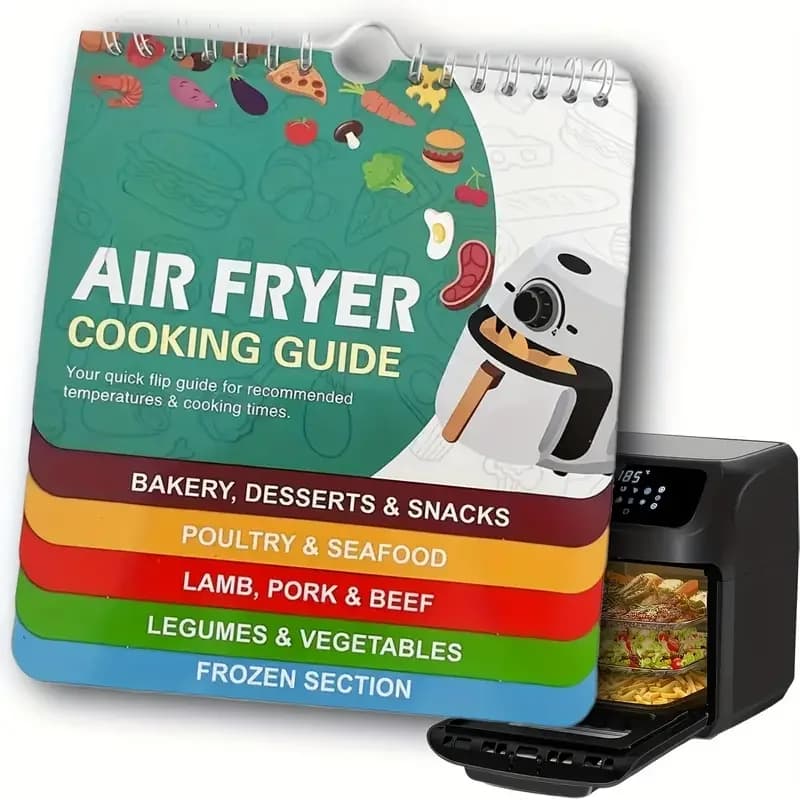 Foglio magnetico per libri di cucina per friggitrice ad aria, libretto guida, libri di cucina Accessori istantanei Tabella dei tempistica della pentola da forno