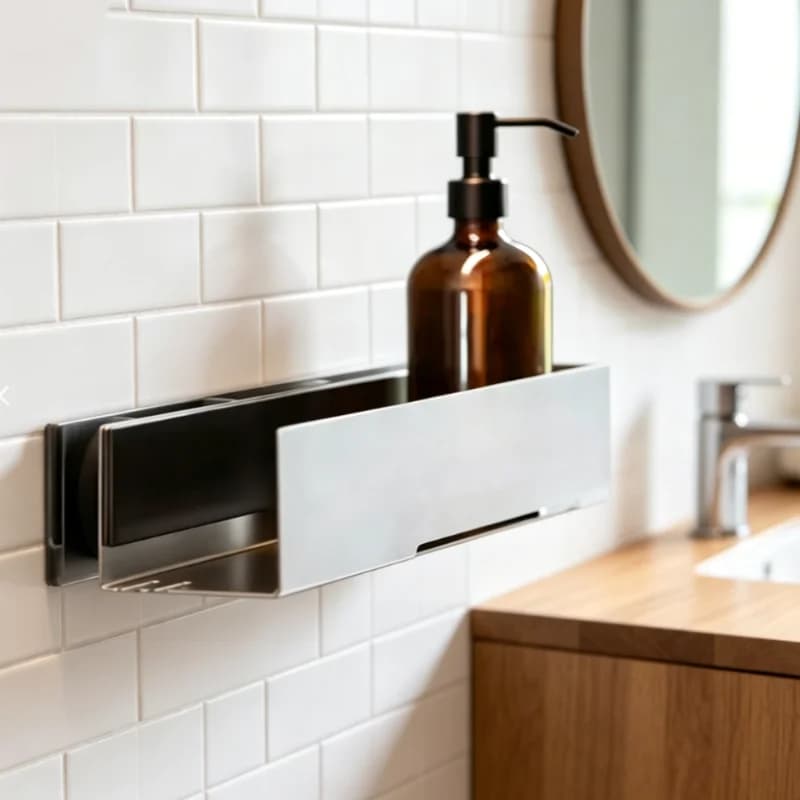 Removable Magnetic Bathroom Organizer Stainless Steel Shower Shelf Glass Door Wall Mount Shampoo Bottle Storage Holder