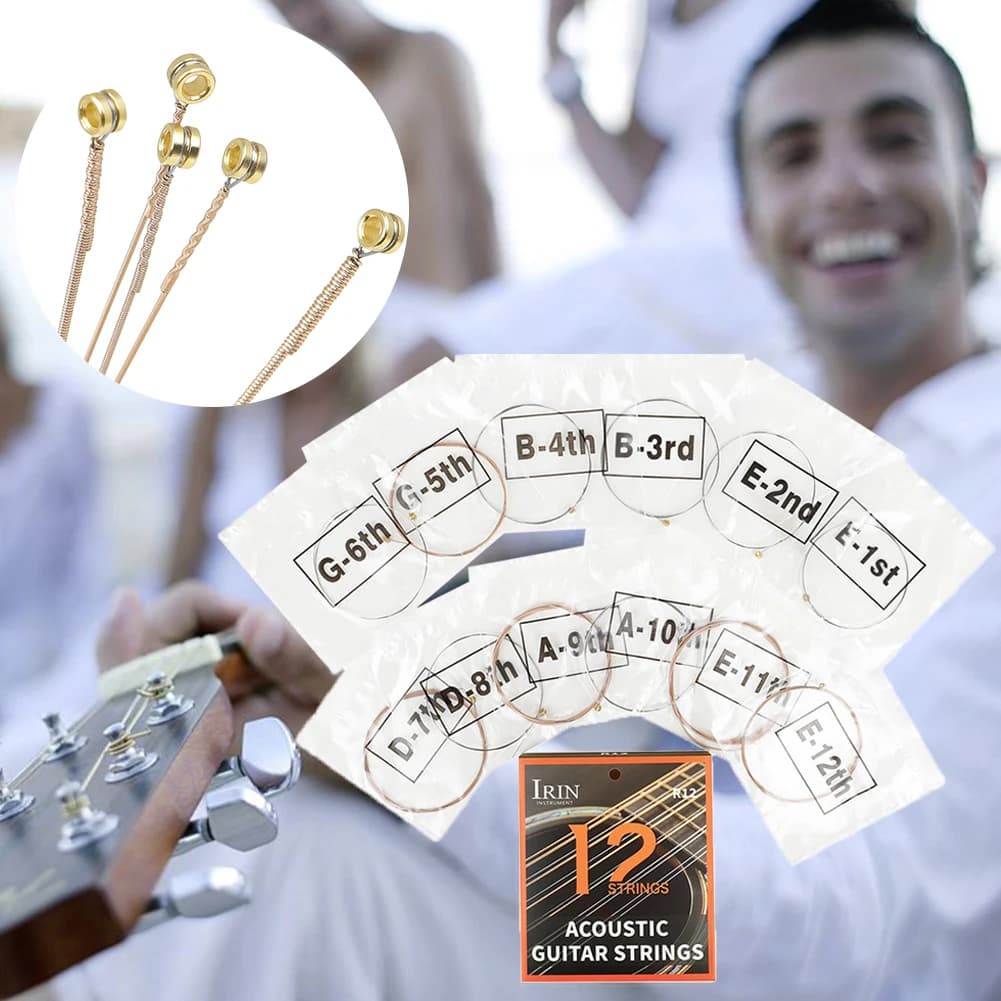 Corde per Chitarra a 12 Corde, Accessori per Chitarra Folk, Corde Leggere e Brillanti per Chitarra Classica