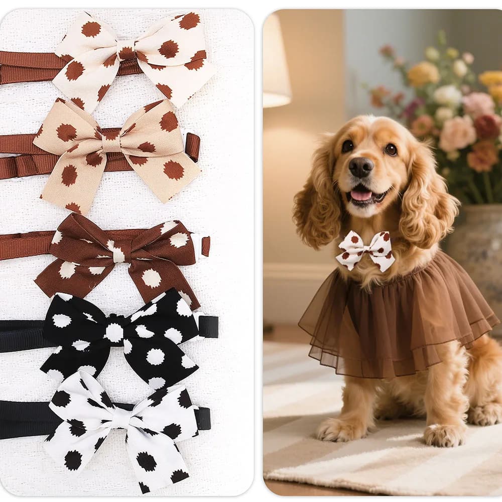 5/10PCS Marrone Stile Cane Papillon Regolabile Pet Dog Papillon Collari Stampa di Moda Pet Grooming Accessori Per Cani e Gatti