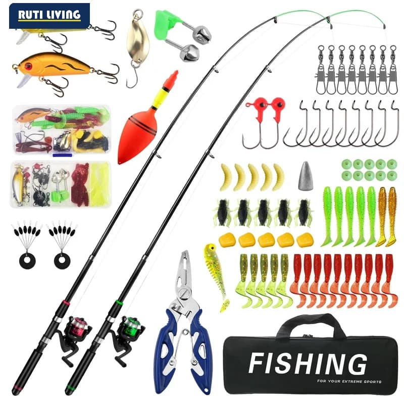 Portable telescopic camouflage children's fishing rod with rotating adjustment throwing rod outdoor fishing accessories tools
