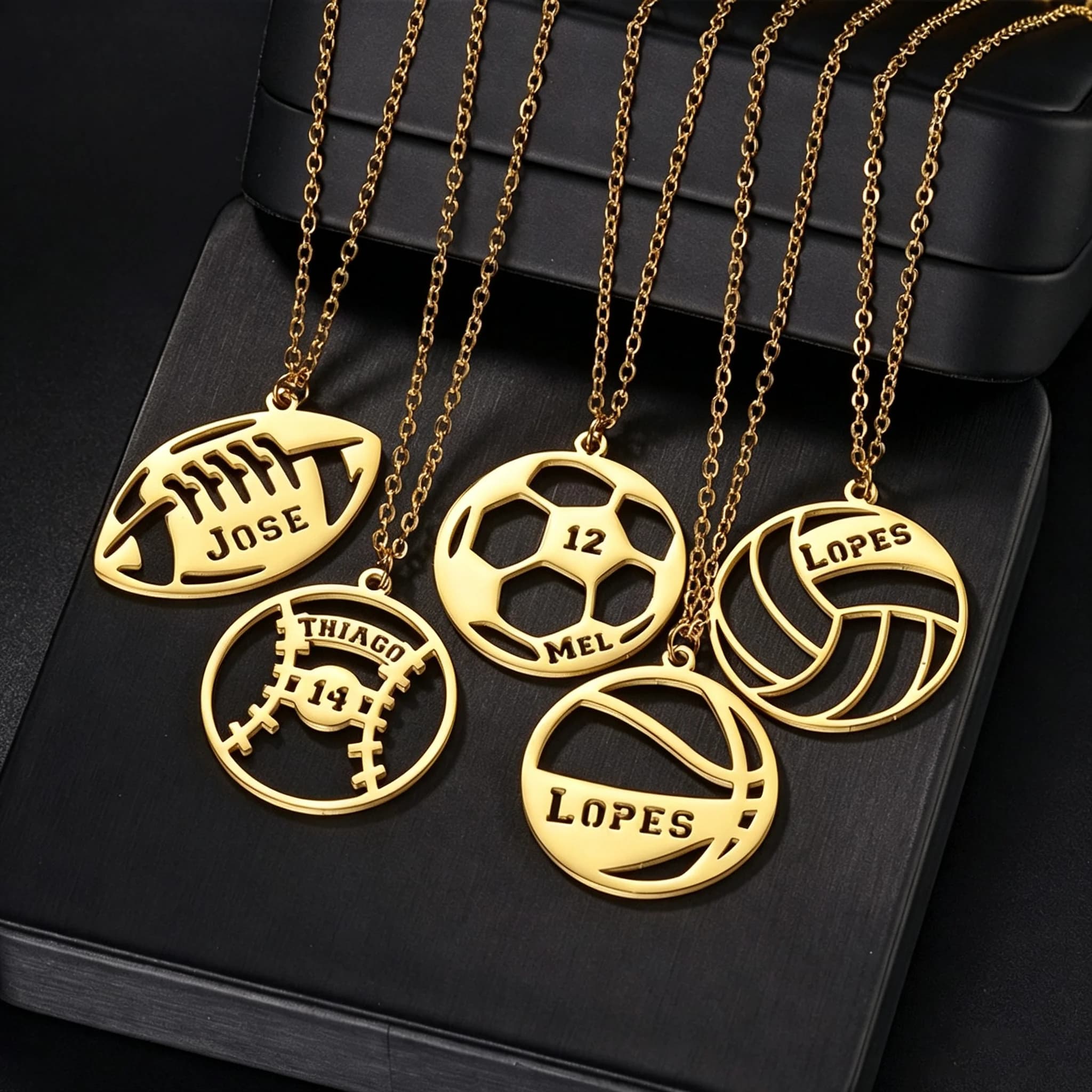 Custom Name Stainless Steel Ball Necklace Soccer Basketball Volleyball Baseball Rugby Personalized Engraved Pendant Gift Sport