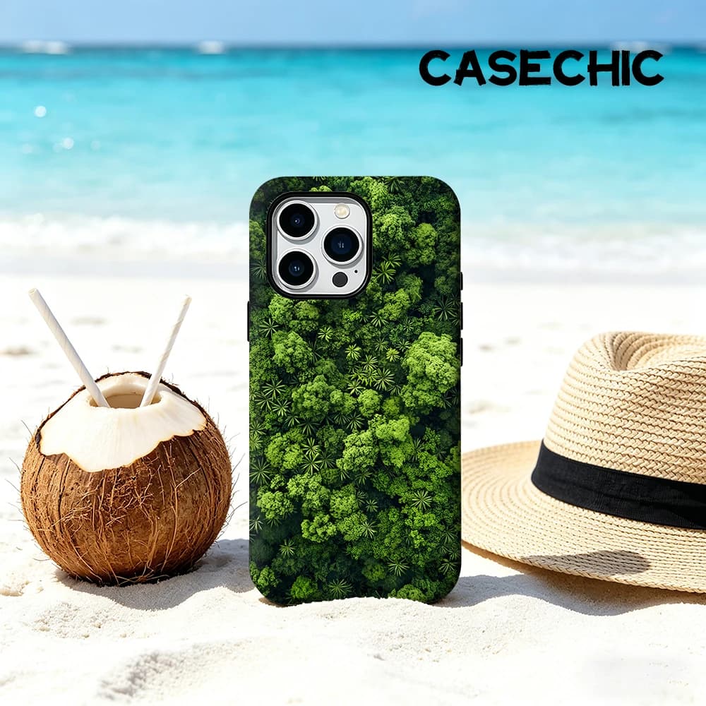 Custodia CaseChic opaca antiurto per MagSafe per iPhone 17 16 15 14 Plus Pro Max, in PC rigido, con design Aerial Forest Top View