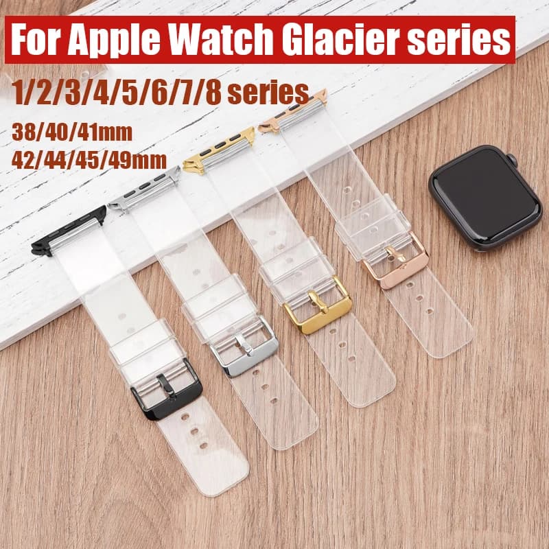 Cinturino in PVC trasparente per Apple Watch iwatch Ultra 9 8 7 6 5 4 3 SE 38mm 40mm 41mm 42mm 44mm 45mm 49mm cinturino per orologio da donna da uomo