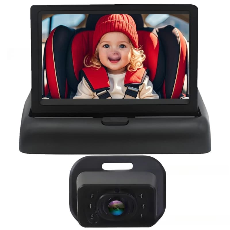 Car baby monitor 4.3 folding display high definition night vision camera, rear care