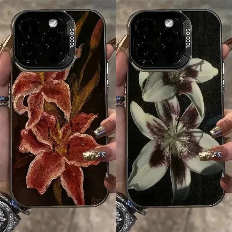 Retro Fiore di Giglio Caso Per Infinix Nota 50 Pro 40 Smart 10 9 8 7 Hot 50i 40i 30i 30 Play Tecno Spark 20 Pro 30C 20C 10C GO 2025