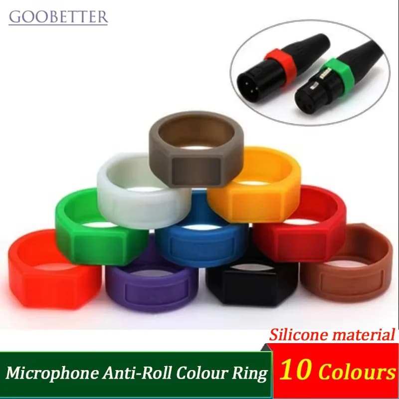 Anello Antiscivolo Colorato YS-CCR per Microfono YS136N/YS137N con Connettore XLR, 10 Colori, Anello in Silicone per Gestione Cavi