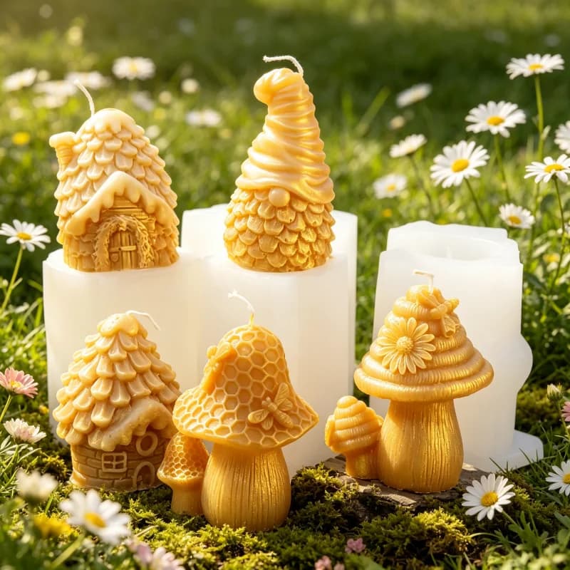 Floral Mushroom Silicone Candle Mold DIY Mushroom Shape Scented Candle Mold for Resin Plaster Clay Crafts Home Decor Gifts