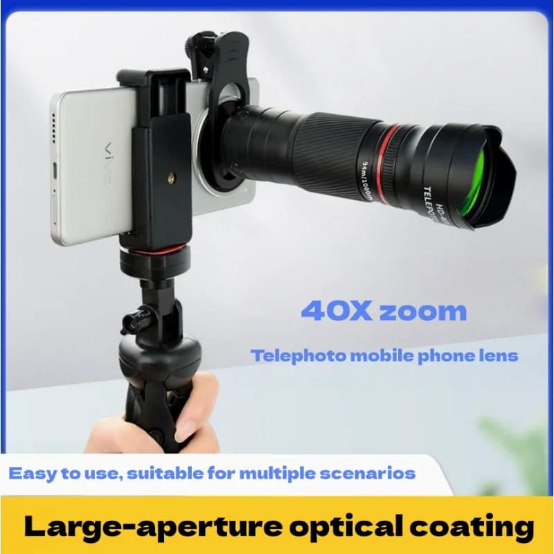 40X Professional Telescope Monocular HD Zoom Phone Lens Camera Telephoto With Tripod Telescope For Tourism Camping